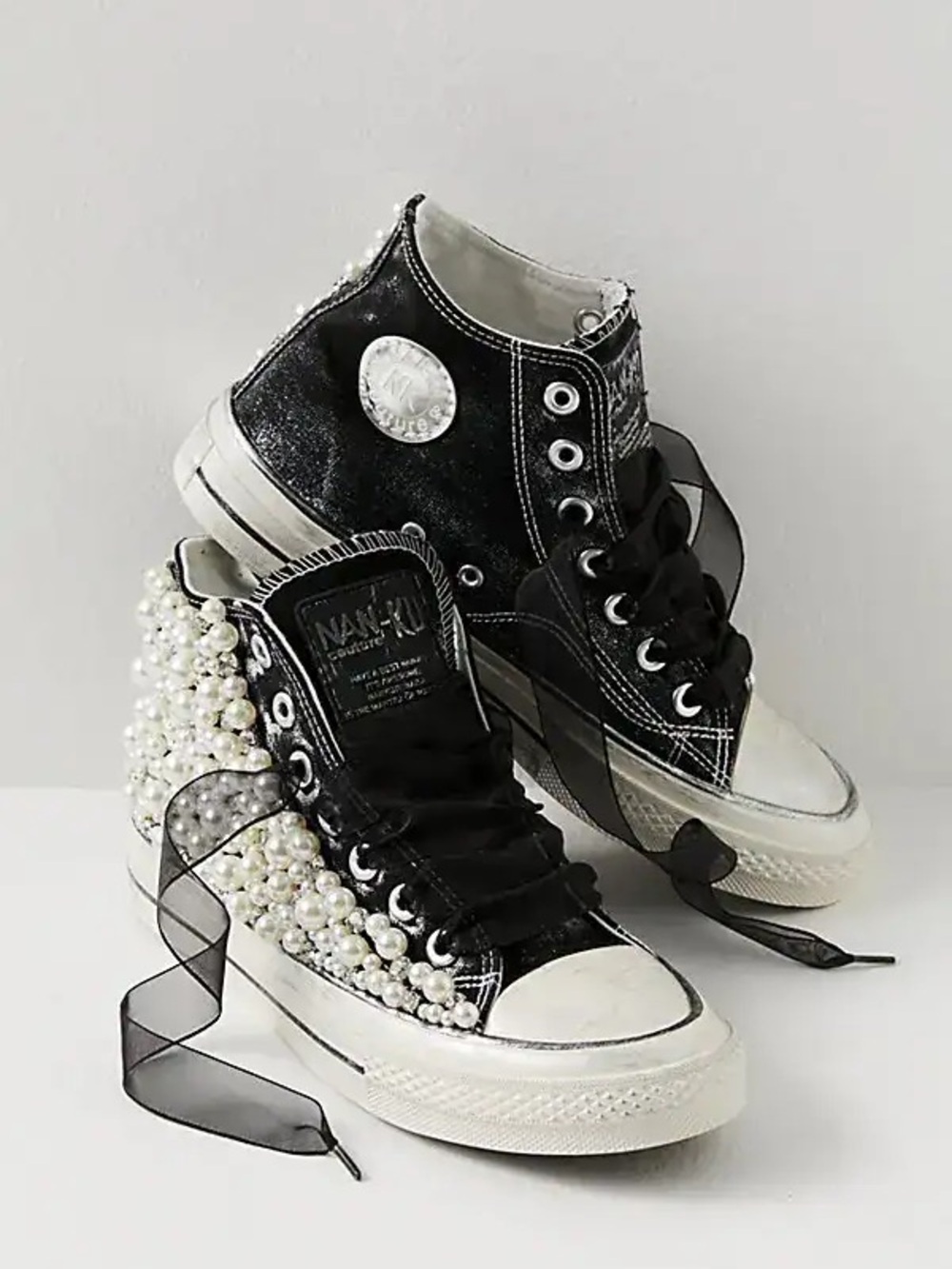 Pearl Crush Hi Top Sneakers by Nan-Ku at Free People in Black Size 41